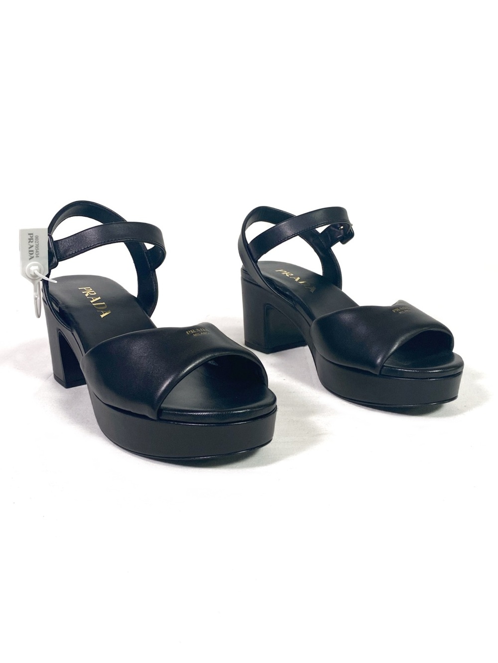 Prada Padded Nappa Leather Platform Sandals Black